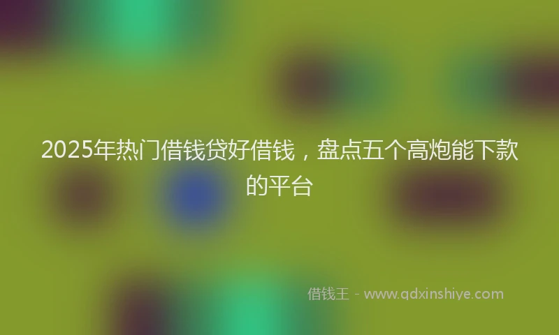 2025年热门借钱贷好借钱，盘点五个高炮能下款的平台