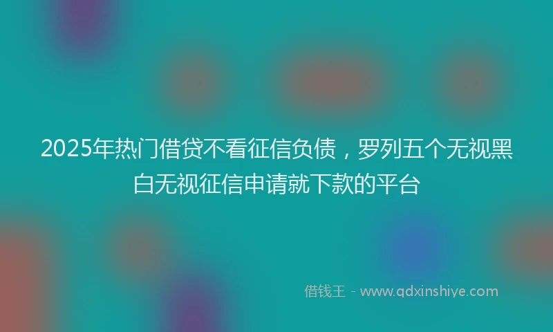 2025年热门借贷不看征信负债，罗列五个无视黑白无视征信申请就下款的平台