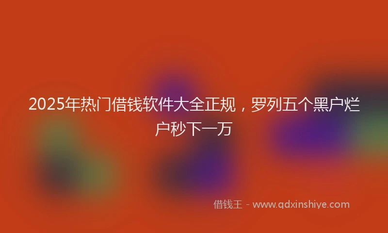 2025年热门借钱软件大全正规，罗列五个黑户烂户秒下一万