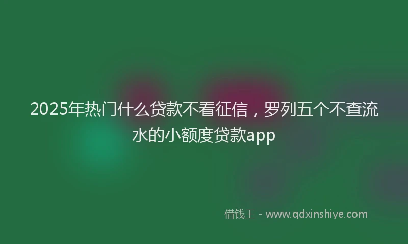 2025年热门什么贷款不看征信，罗列五个不查流水的小额度贷款app