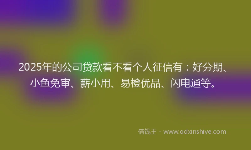 2025年的公司贷款看不看个人征信有：好分期、小鱼免审、薪小用、易橙优品、闪电通等。
