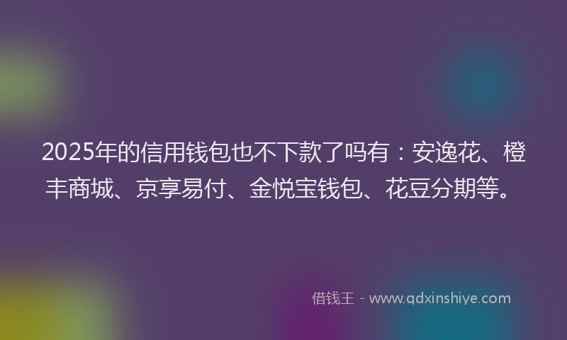 2025年的信用钱包也不下款了吗有：安逸花、橙丰商城、京享易付、金悦宝钱包、花豆分期等。