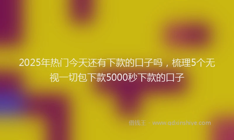 2025年热门今天还有下款的口子吗，梳理5个无视一切包下款5000秒下款的口子