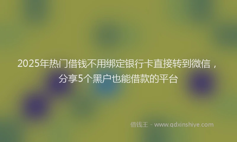 2025年热门借钱不用绑定银行卡直接转到微信，分享5个黑户也能借款的平台