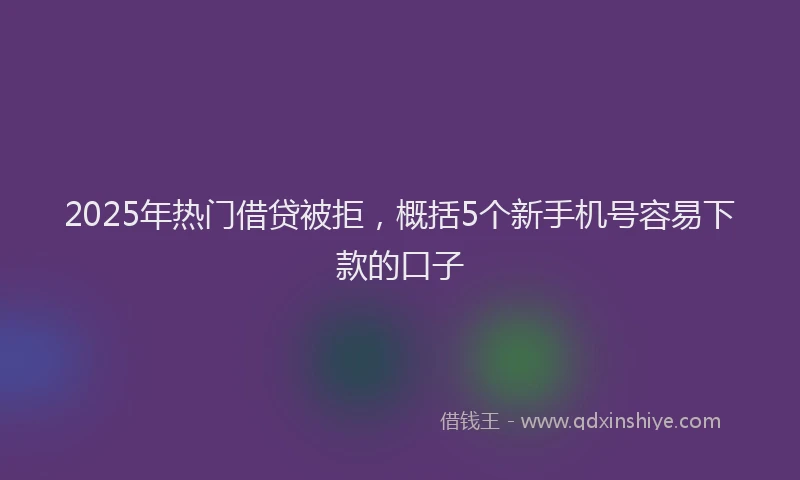 2025年热门借贷被拒，概括5个新手机号容易下款的口子