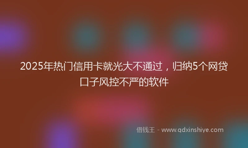 2025年热门信用卡就光大不通过，归纳5个网贷口子风控不严的软件