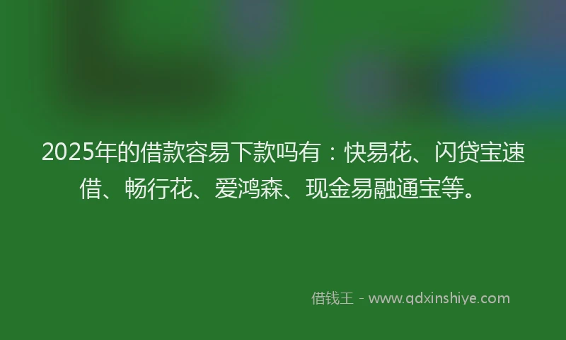 2025年的借款容易下款吗有：快易花、闪贷宝速借、畅行花、爱鸿森、现金易融通宝等。