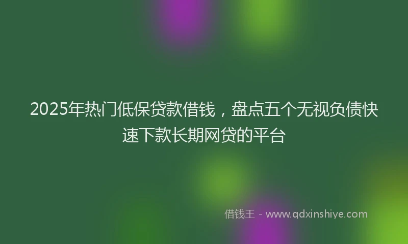 2025年热门低保贷款借钱，盘点五个无视负债快速下款长期网贷的平台