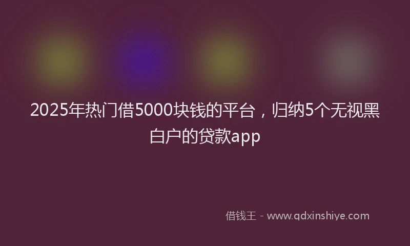 2025年热门借5000块钱的平台，归纳5个无视黑白户的贷款app