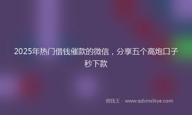 2025年热门借钱催款的微信，分享五个高炮口子秒下款