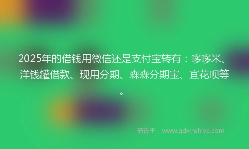 2025年的借钱用微信还是支付宝转有：哆哆米、洋钱罐借款、现用分期、森森分期宝、宜花呗等。