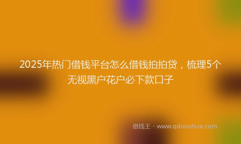 2025年热门借钱平台怎么借钱拍拍贷，梳理5个无视黑户花户必下款口子