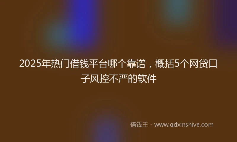 2025年热门借钱平台哪个靠谱，概括5个网贷口子风控不严的软件
