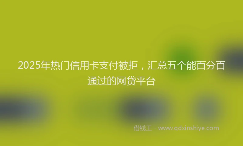 2025年热门信用卡支付被拒，汇总五个能百分百通过的网贷平台