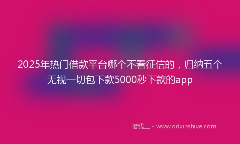 2025年热门借款平台哪个不看征信的，归纳五个无视一切包下款5000秒下款的app