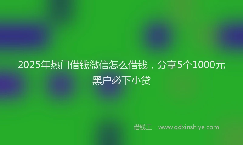 2025年热门借钱微信怎么借钱，分享5个1000元黑户必下小贷