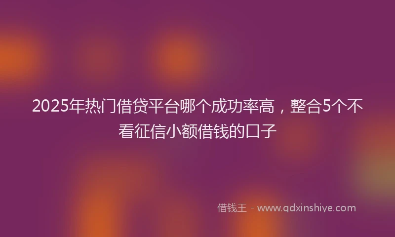 2025年热门借贷平台哪个成功率高，整合5个不看征信小额借钱的口子