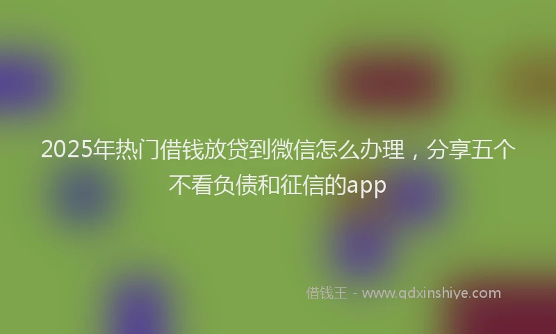 2025年热门借钱放贷到微信怎么办理，分享五个不看负债和征信的app