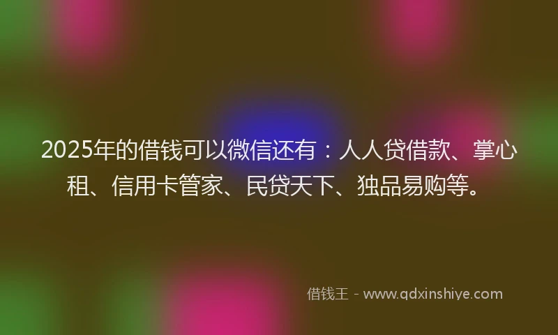 2025年的借钱可以微信还有：人人贷借款、掌心租、信用卡管家、民贷天下、独品易购等。