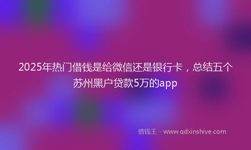 2025年热门借钱是给微信还是银行卡，总结五个苏州黑户贷款5万的app