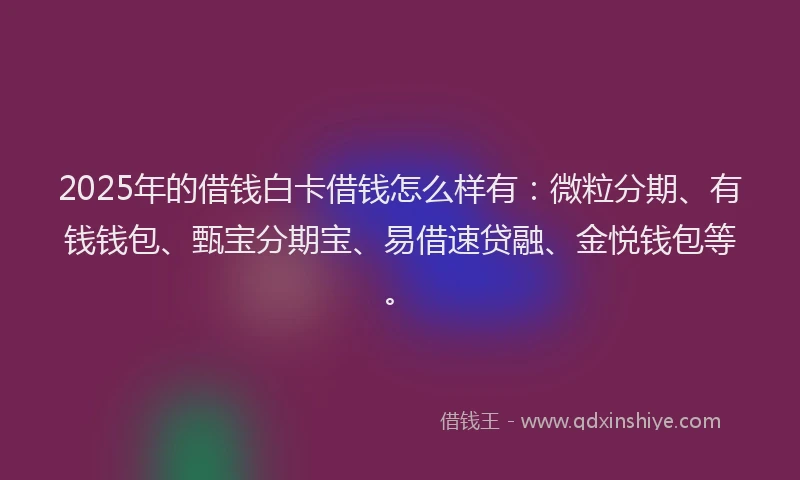 2025年的借钱白卡借钱怎么样有：微粒分期、有钱钱包、甄宝分期宝、易借速贷融、金悦钱包等。