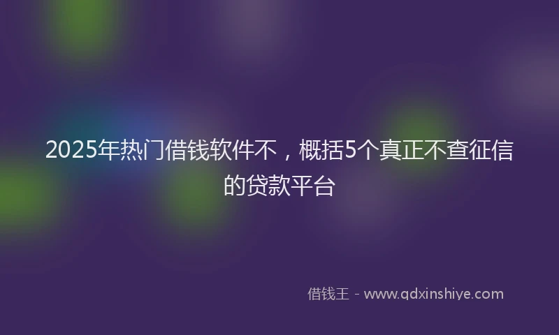 2025年热门借钱软件不，概括5个真正不查征信的贷款平台