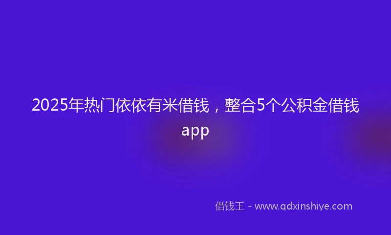 2025年热门依依有米借钱，整合5个公积金借钱app
