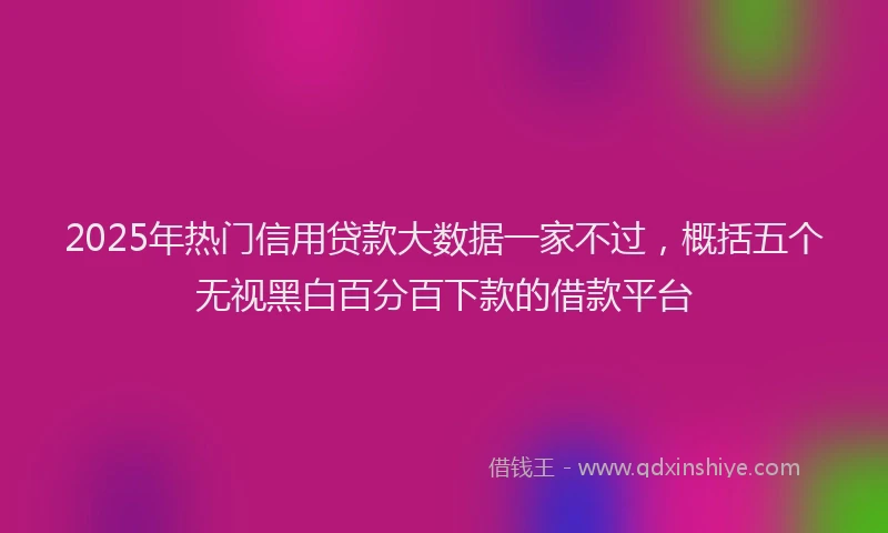 2025年热门信用贷款大数据一家不过，概括五个无视黑白百分百下款的借款平台