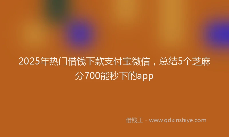2025年热门借钱下款支付宝微信，总结5个芝麻分700能秒下的app