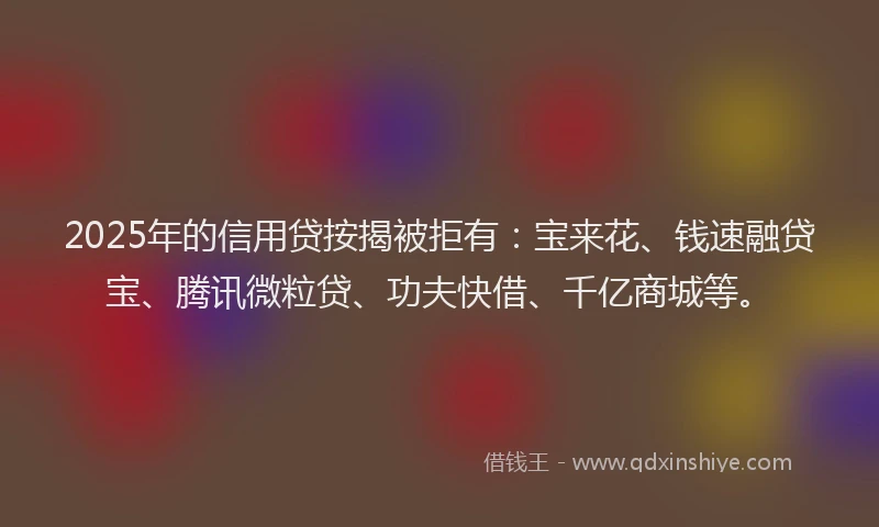 2025年的信用贷按揭被拒有：宝来花、钱速融贷宝、腾讯微粒贷、功夫快借、千亿商城等。