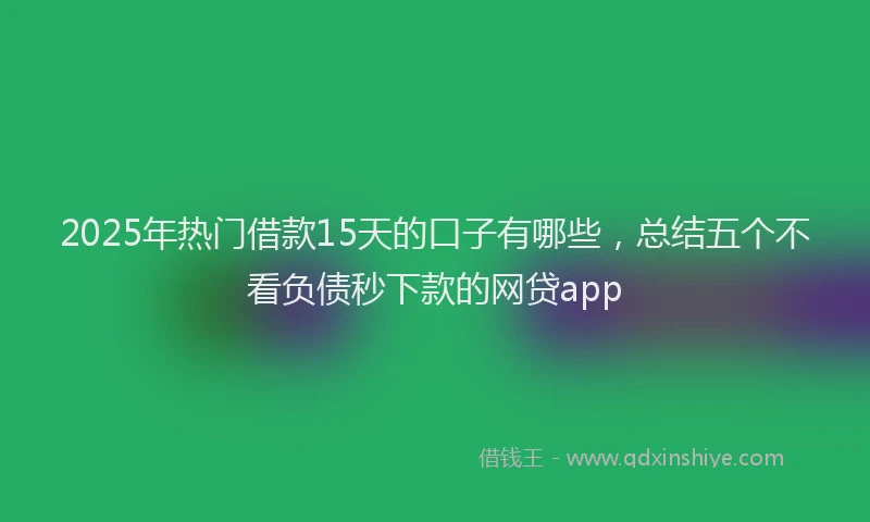 2025年热门借款15天的口子有哪些，总结五个不看负债秒下款的网贷app
