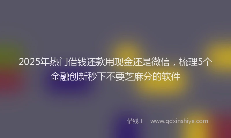 2025年热门借钱还款用现金还是微信，梳理5个金融创新秒下不要芝麻分的软件