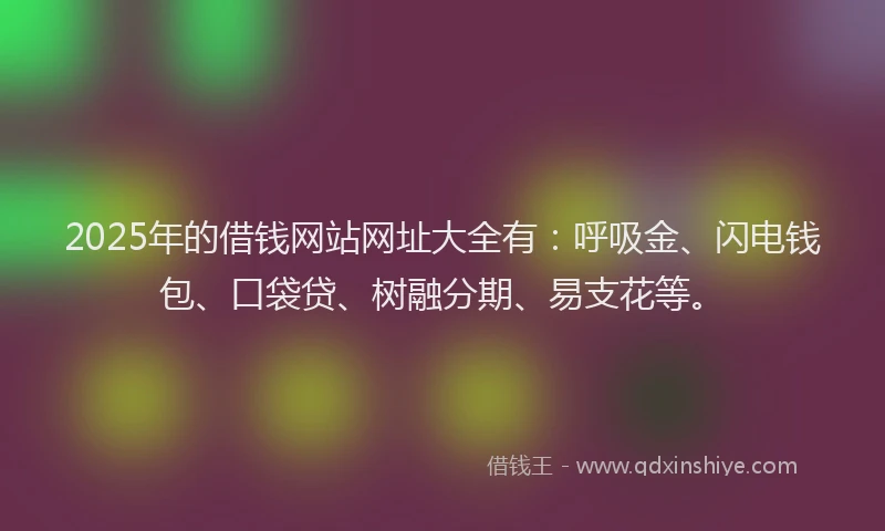 2025年的借钱网站网址大全有：呼吸金、闪电钱包、口袋贷、树融分期、易支花等。