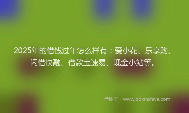 2025年的借钱过年怎么样有：爱小花、乐享购、闪借快融、借款宝速易、现金小站等。