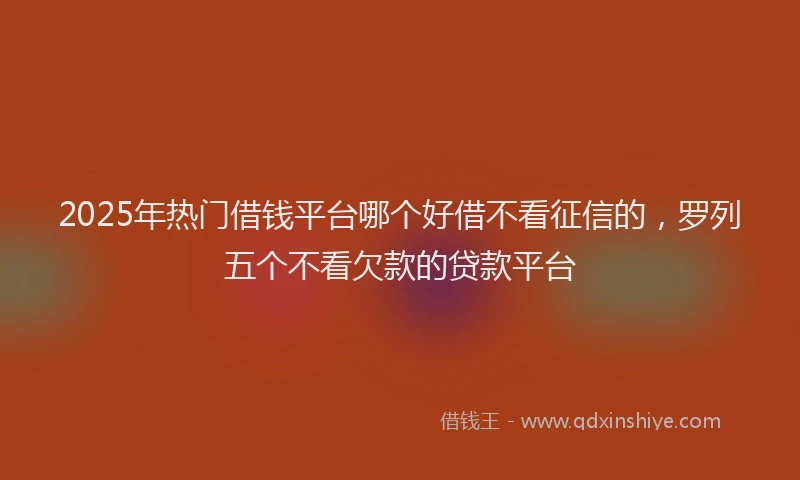 2025年热门借钱平台哪个好借不看征信的，罗列五个不看欠款的贷款平台