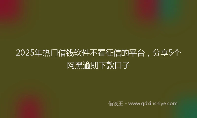 2025年热门借钱软件不看征信的平台，分享5个网黑逾期下款口子