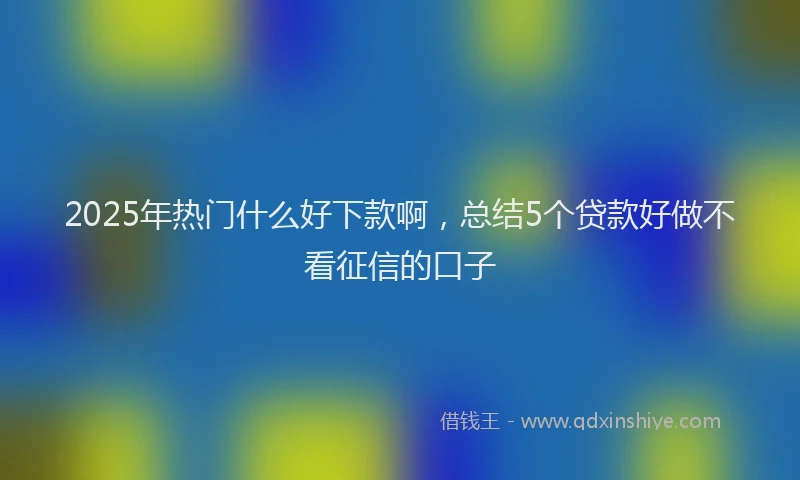 2025年热门什么好下款啊，总结5个贷款好做不看征信的口子