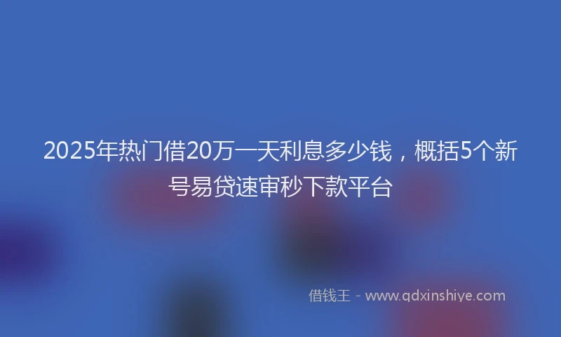 2025年热门借20万一天利息多少钱，概括5个新号易贷速审秒下款平台