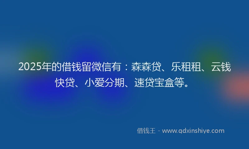 2025年的借钱留微信有：森森贷、乐租租、云钱快贷、小爱分期、速贷宝盒等。