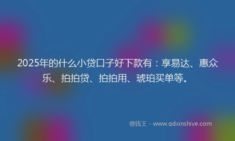 2025年的什么小贷口子好下款有：享易达、惠众乐、拍拍贷、拍拍用、琥珀买单等。