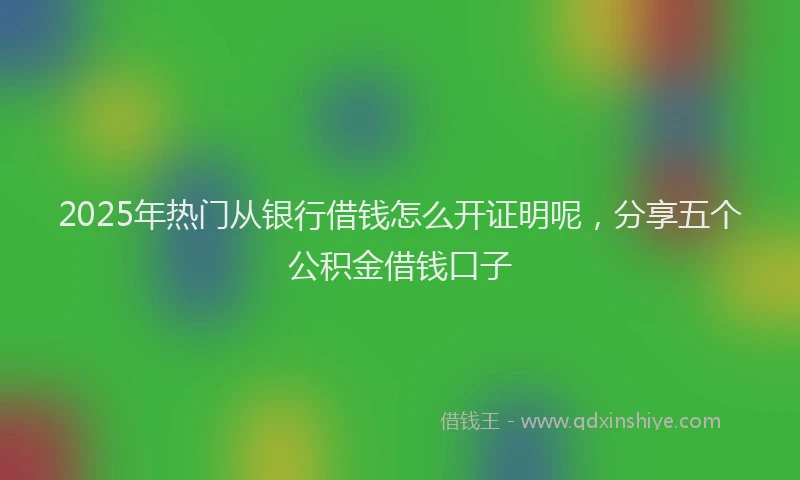 2025年热门从银行借钱怎么开证明呢，分享五个公积金借钱口子