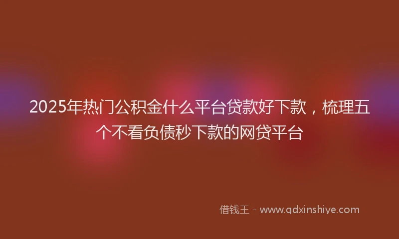 2025年热门公积金什么平台贷款好下款，梳理五个不看负债秒下款的网贷平台