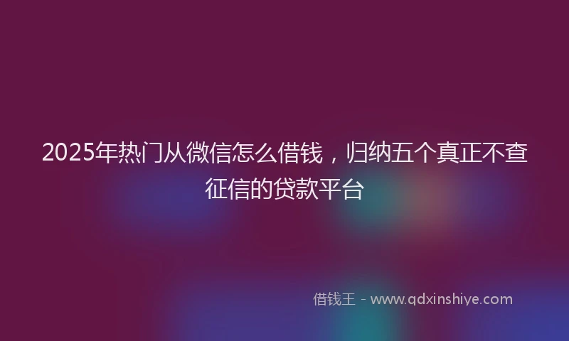 2025年热门从微信怎么借钱，归纳五个真正不查征信的贷款平台