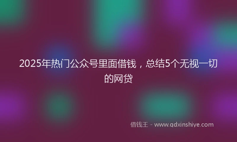 2025年热门公众号里面借钱，总结5个无视一切的网贷