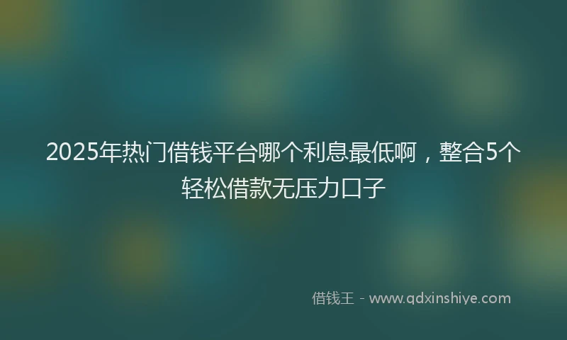 2025年热门借钱平台哪个利息最低啊，整合5个轻松借款无压力口子