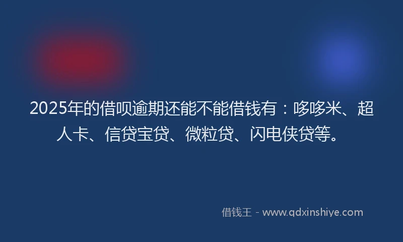 2025年的借呗逾期还能不能借钱有：哆哆米、超人卡、信贷宝贷、微粒贷、闪电侠贷等。