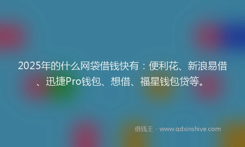 2025年的什么网袋借钱快有：便利花、新浪易借、迅捷Pro钱包、想借、福星钱包贷等。