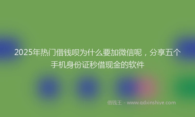 2025年热门借钱呗为什么要加微信呢，分享五个手机身份证秒借现金的软件