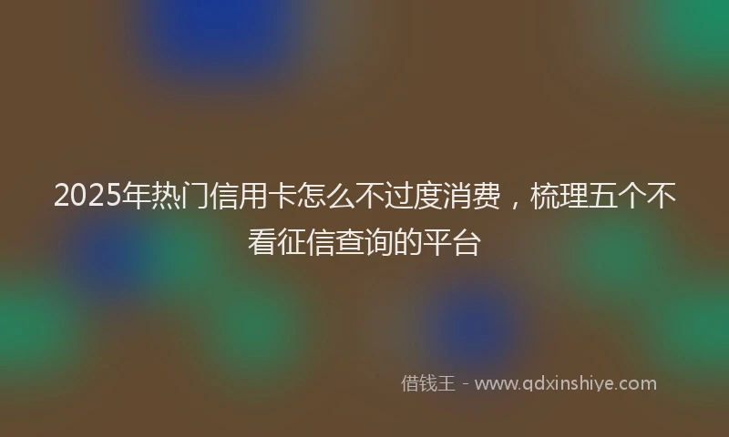 2025年热门信用卡怎么不过度消费，梳理五个不看征信查询的平台