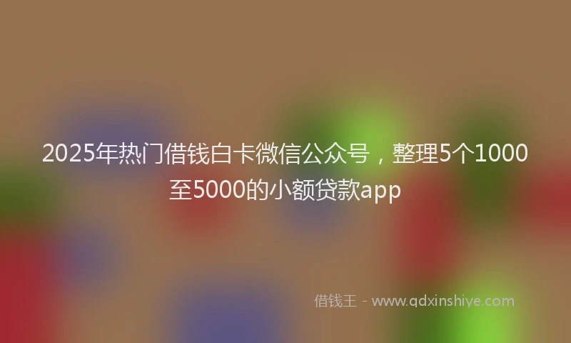 2025年热门借钱白卡微信公众号，整理5个1000至5000的小额贷款app